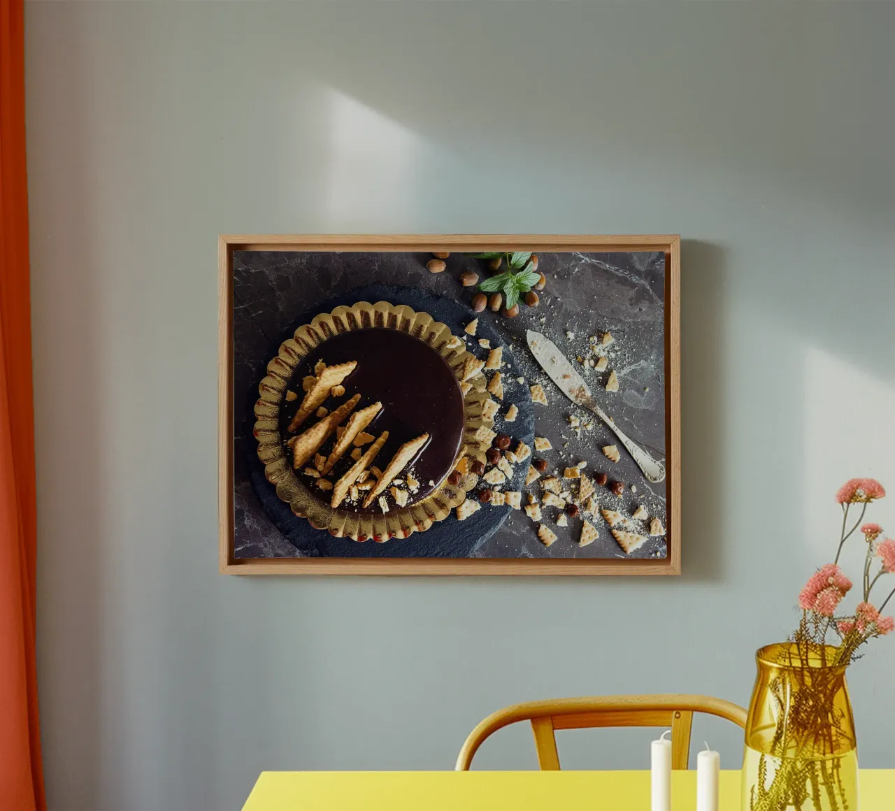 Koekjes en chocoladetaart I - Kunstdruk canvas met Baklijst van jay