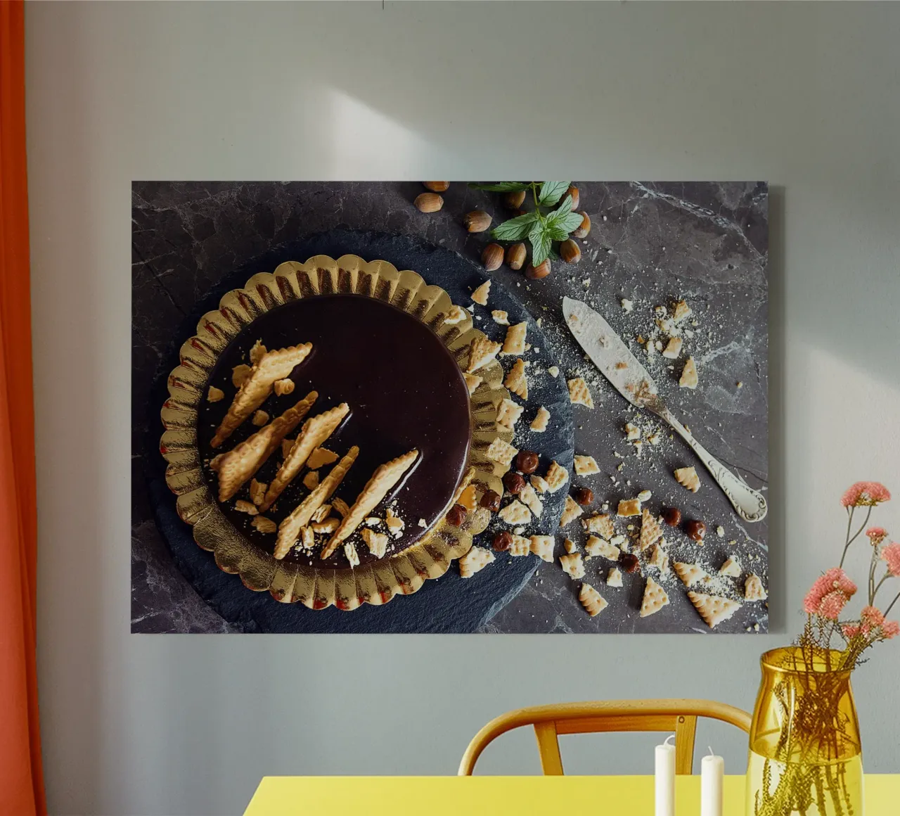 Koekjes en chocoladetaart I - Kunstdruk canvas met Baklijst van jay