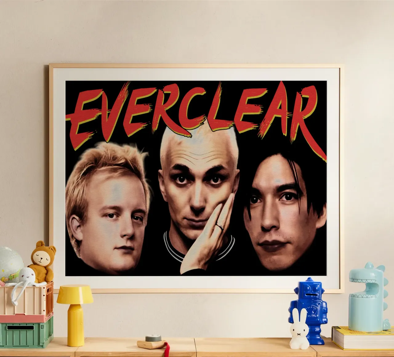 EverClear Face Indle Pop Band poster con telaio in alluminio da imstildreaming