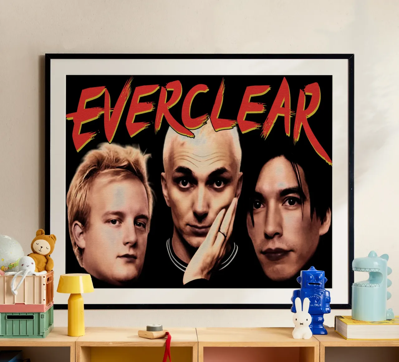 EverClear Face Indle Pop Band poster con telaio in alluminio da imstildreaming