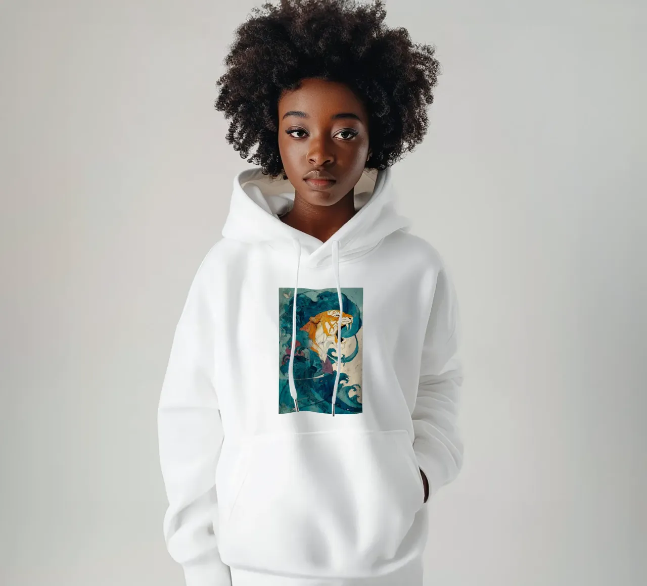 Tiger of the Rising Tide felpa con cappuccio da Qimstudio