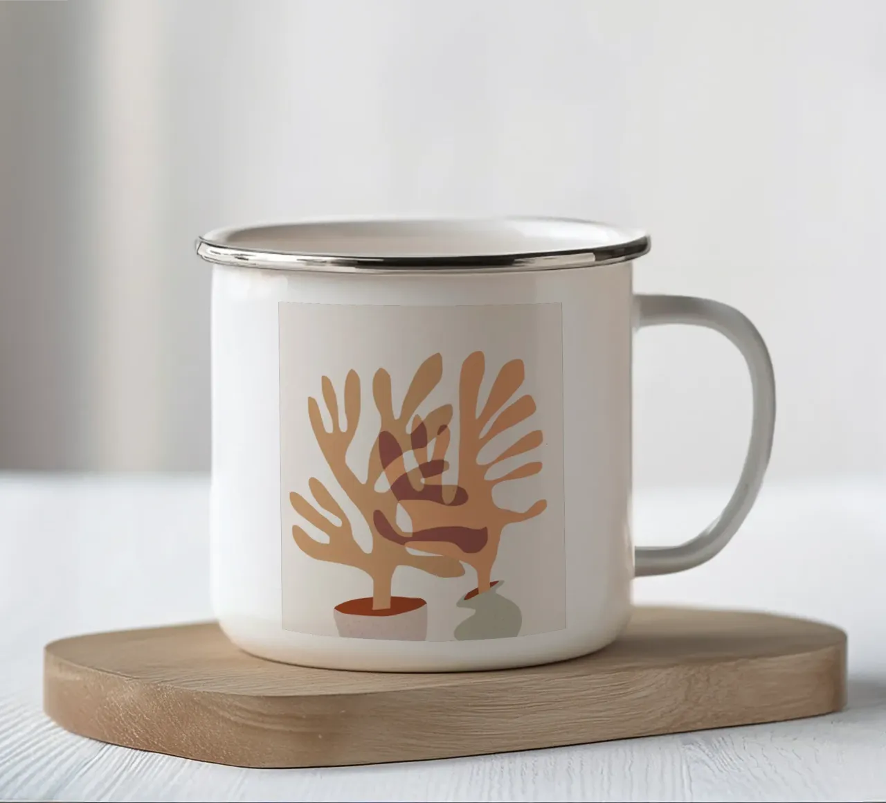 Pianta in vaso di corallo tazza in smalto da Little Dean