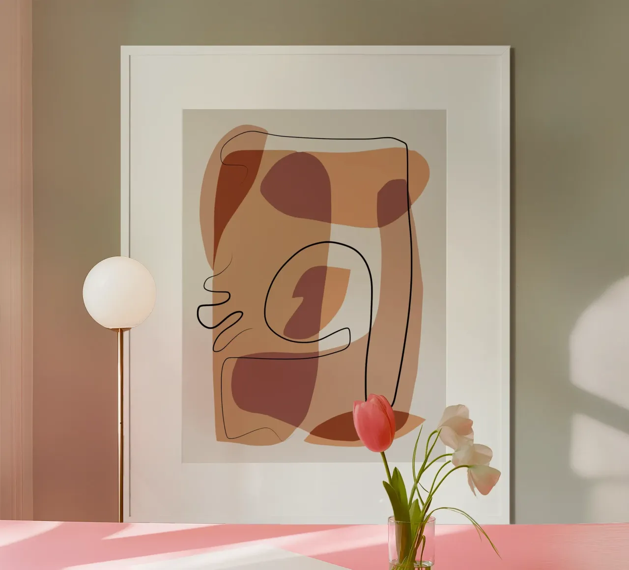 Beige mash up poster con telaio in alluminio da Little Dean