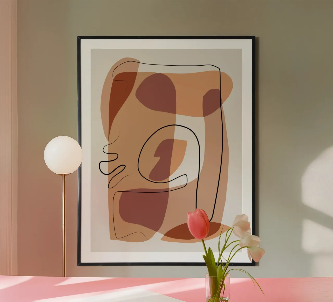 Beige mash up poster con telaio in alluminio da Little Dean