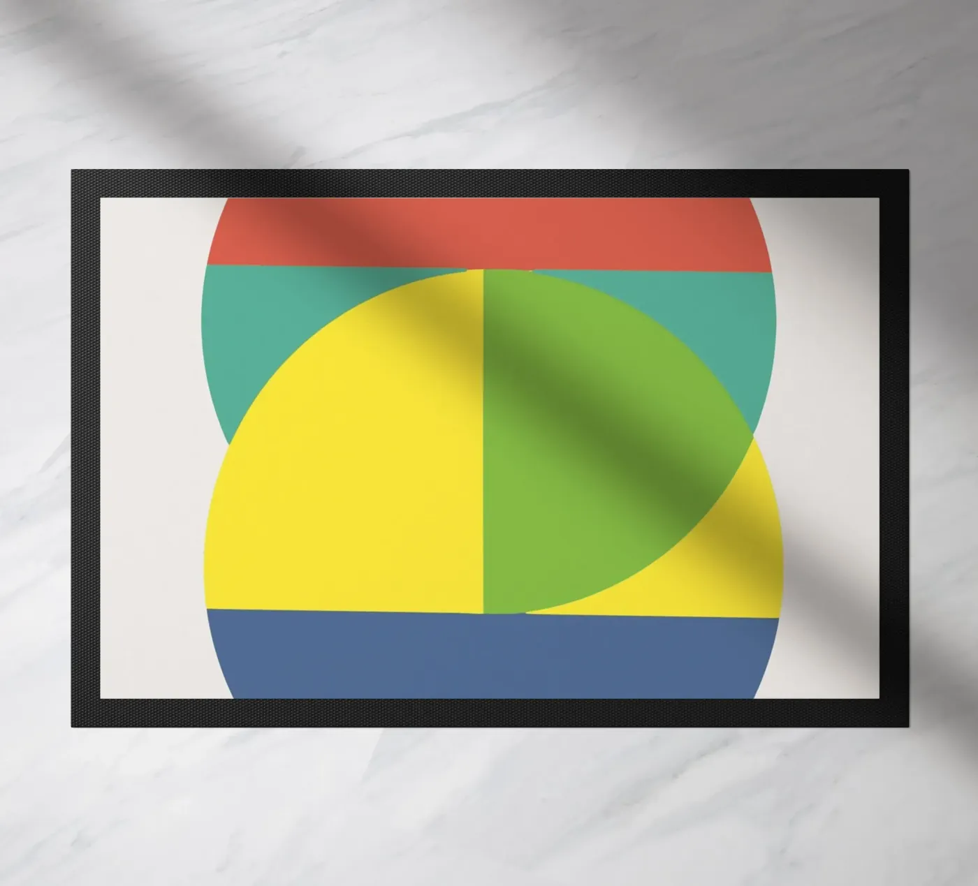 Tri-colour geometry doormat by Little Dean