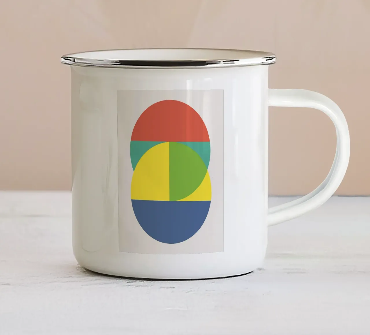 Tri color geometry tazza in smalto da Little Dean