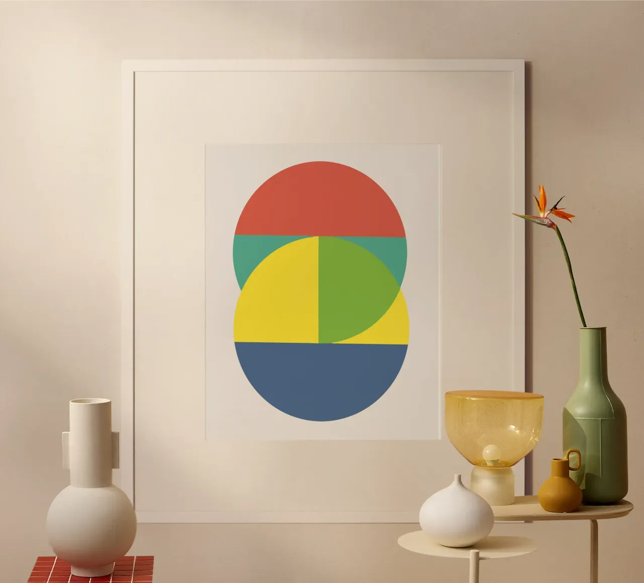 Tri color geometry poster con telaio in plastica da Little Dean