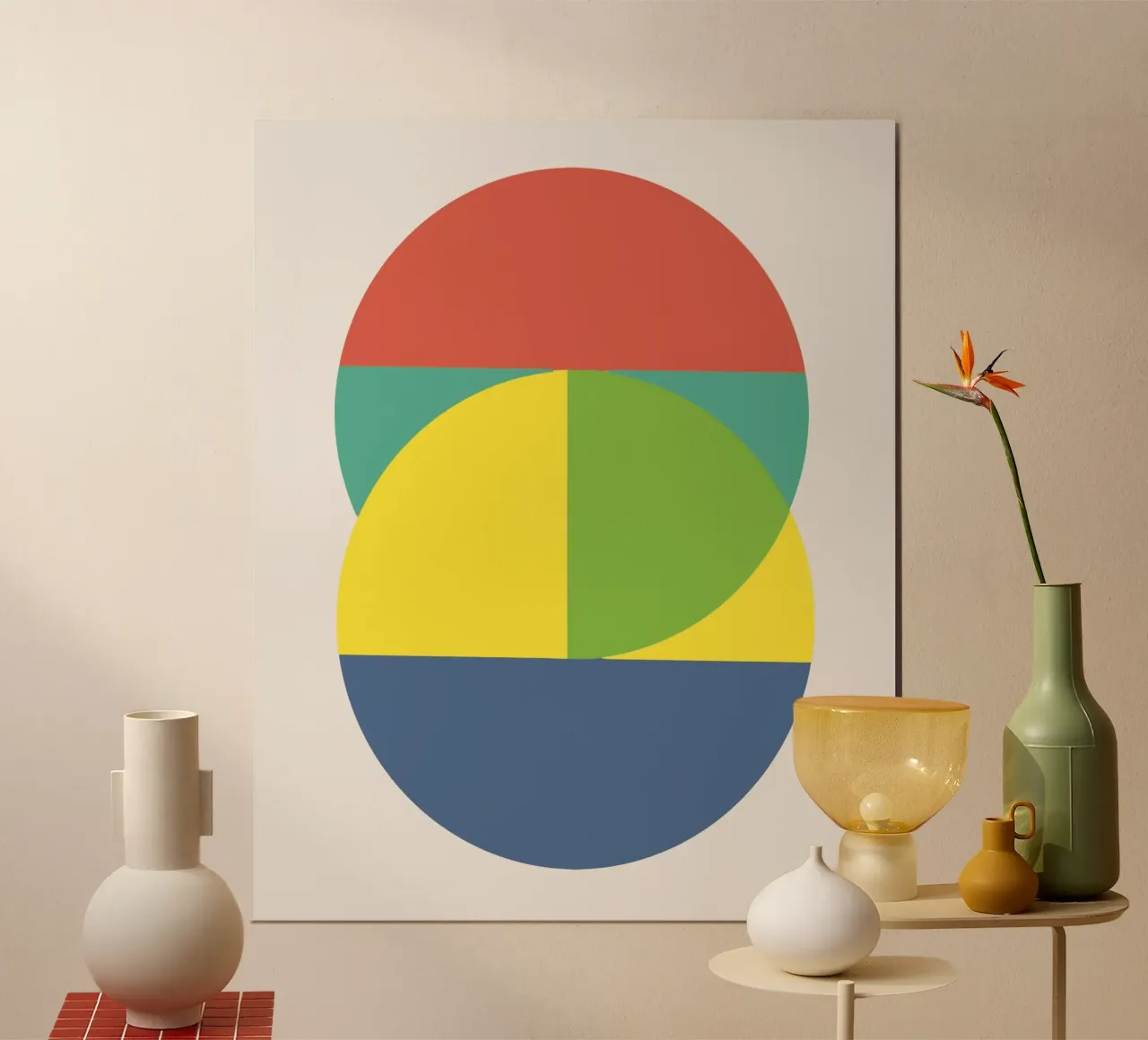 Tri color geometry poster con telaio in plastica da Little Dean