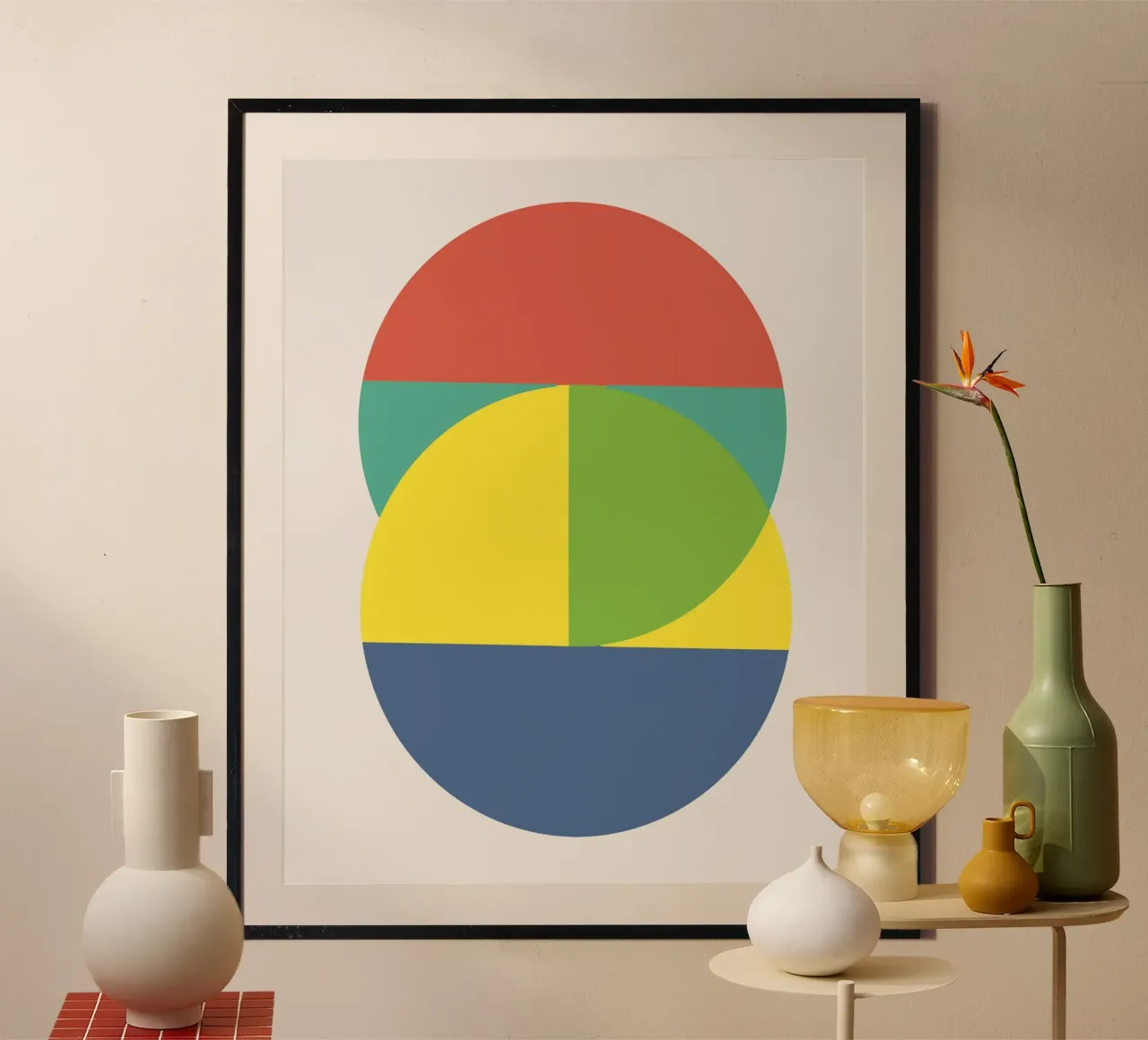 Tri color geometry poster con telaio in plastica da Little Dean