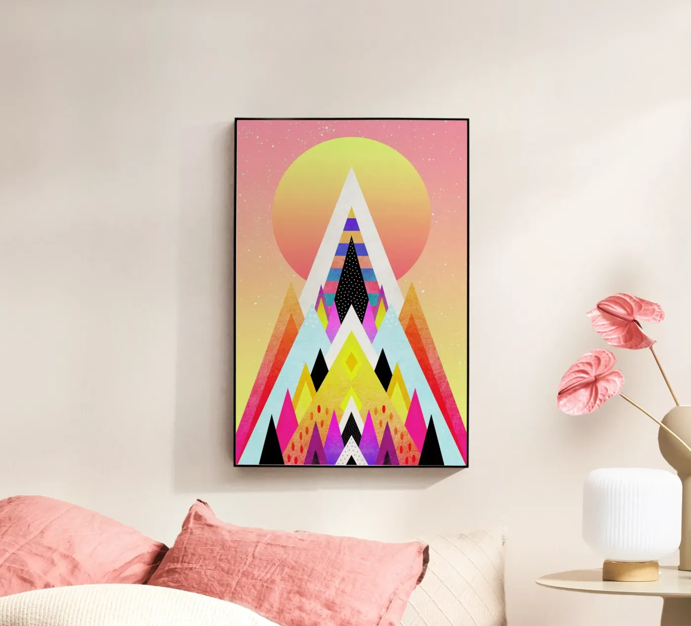 Bubblegum Mountain acryl van Elisabeth Fredriksson