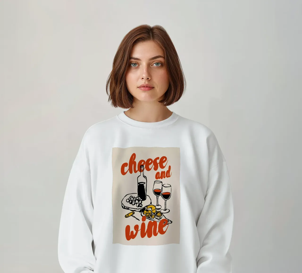 Boho Food 9 Cheese and Wine felpa da Boho Print Collection