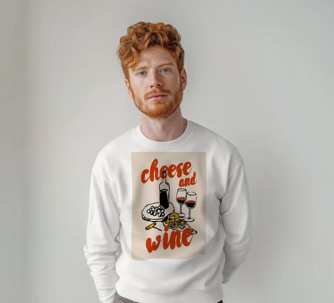Boho Food 9 Cheese and Wine felpa da Boho Print Collection
