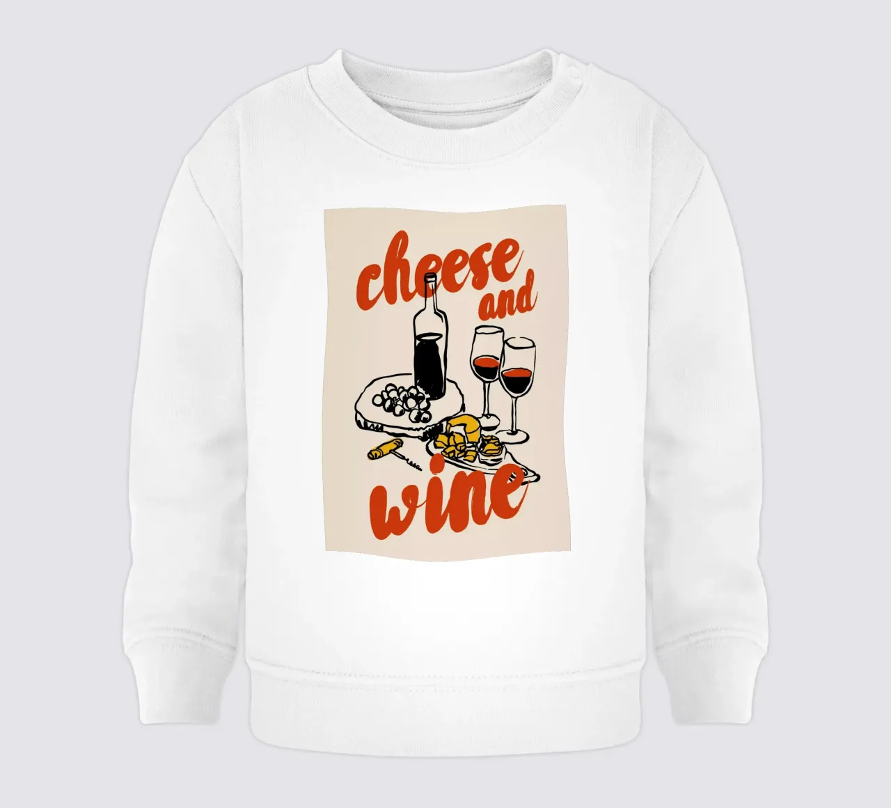 Boho Food 9 Cheese and Wine felpa neonato da Boho Print Collection