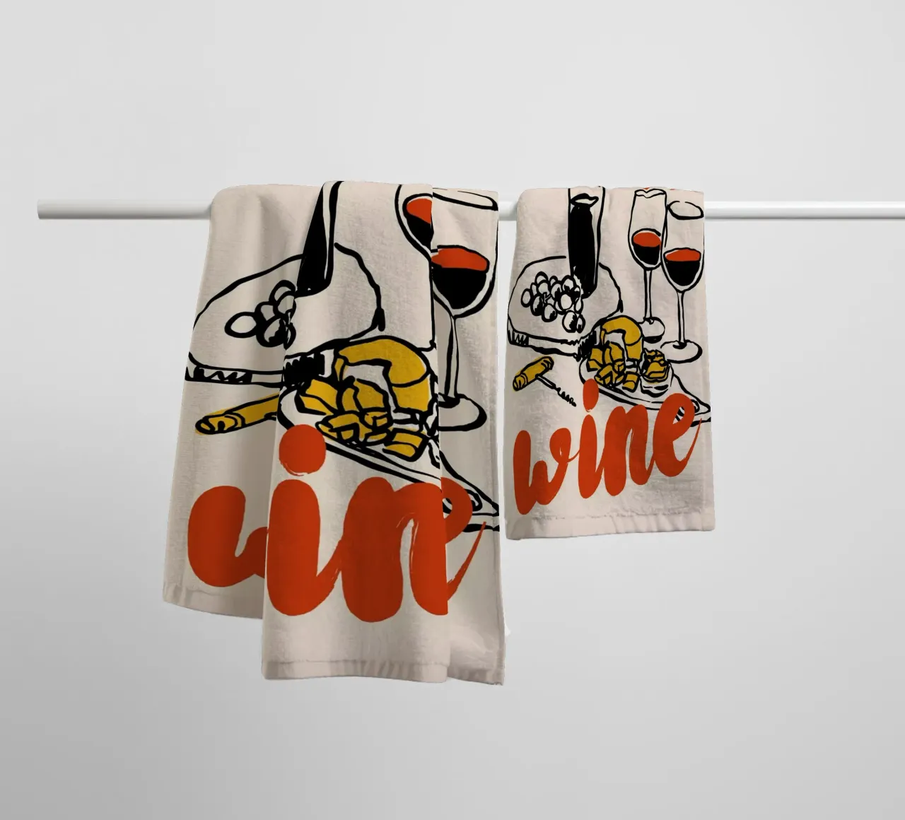Boho Food 9 Cheese and Wine towel by Boho Print Collection