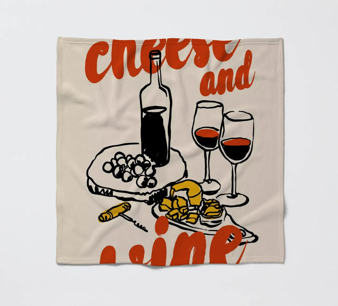 Boho Food 9 Cheese and Wine coperta in pile da Boho Print Collection