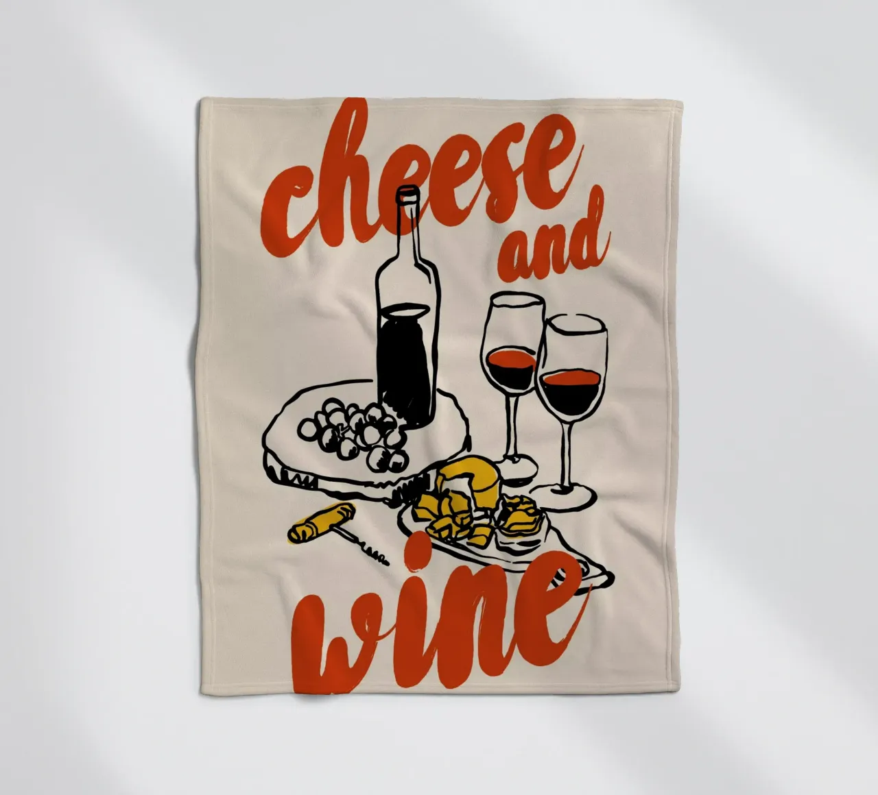 Boho Food 9 Cheese and Wine coperta in pile da Boho Print Collection