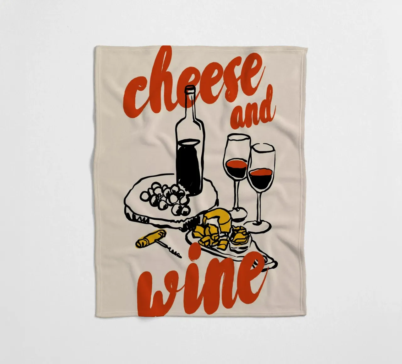 Boho Food 9 Cheese and Wine coperta in pile da Boho Print Collection