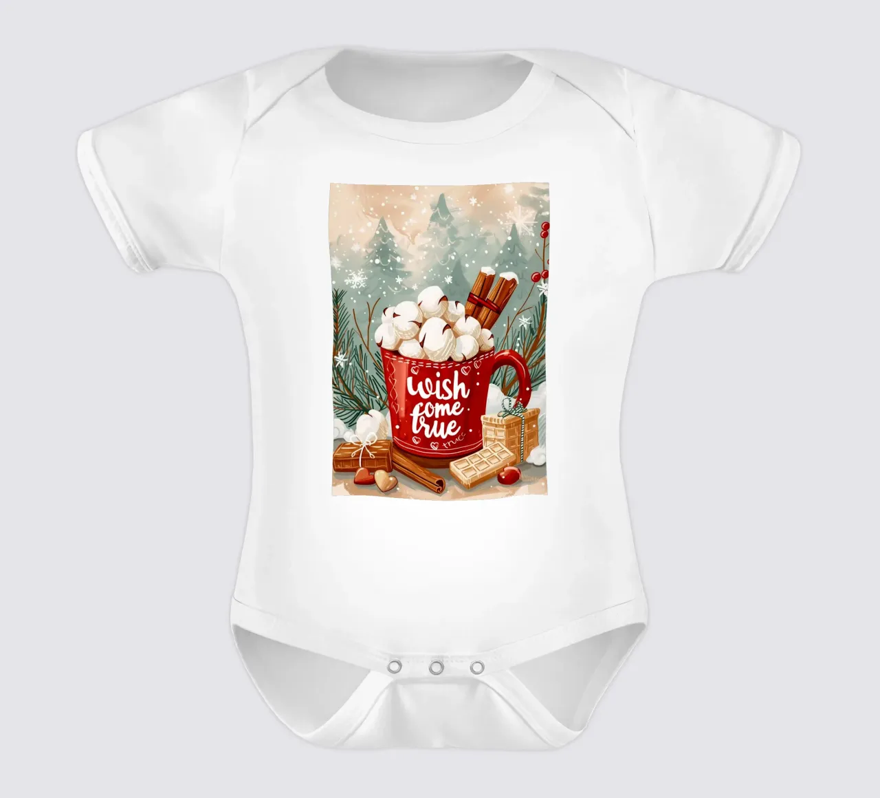Tazza per cioccolata calda di Natale body neonato maniche corte da Nina Wolf