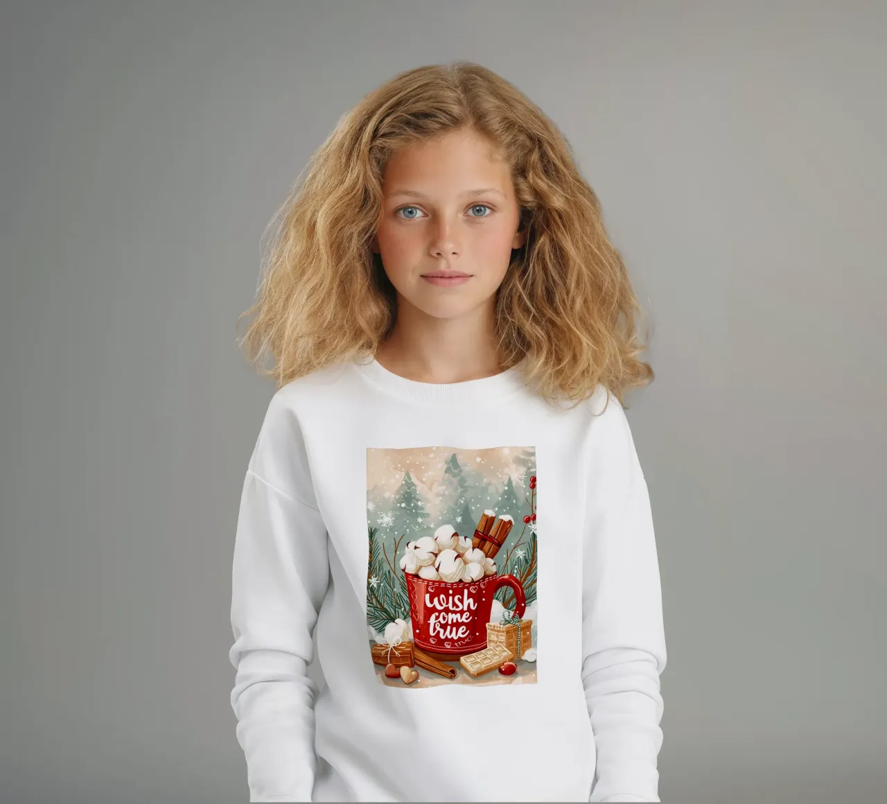 Tazza per cioccolata calda di Natale felpa bambino da Nina Wolf