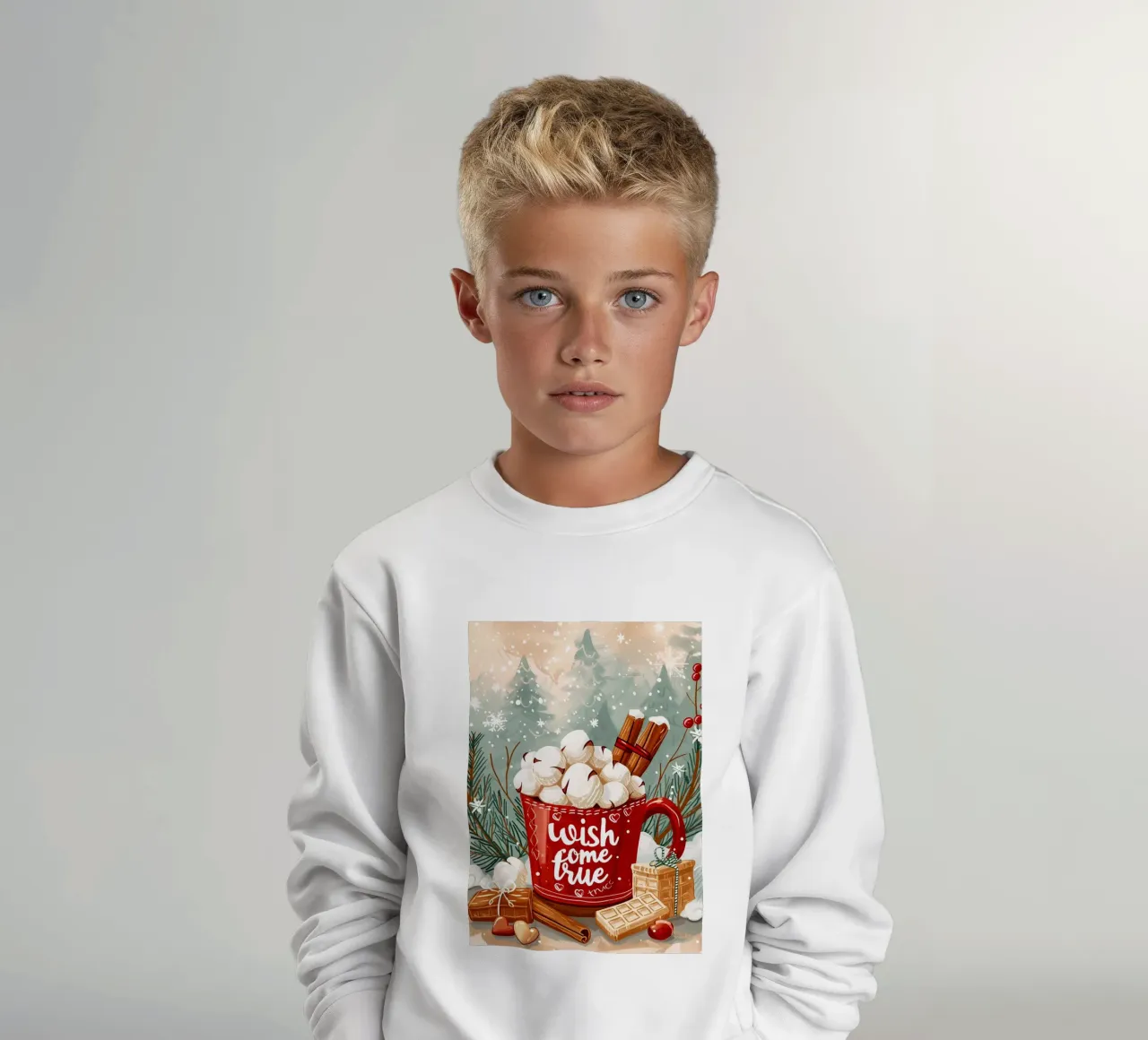 Tazza per cioccolata calda di Natale felpa bambino da Nina Wolf
