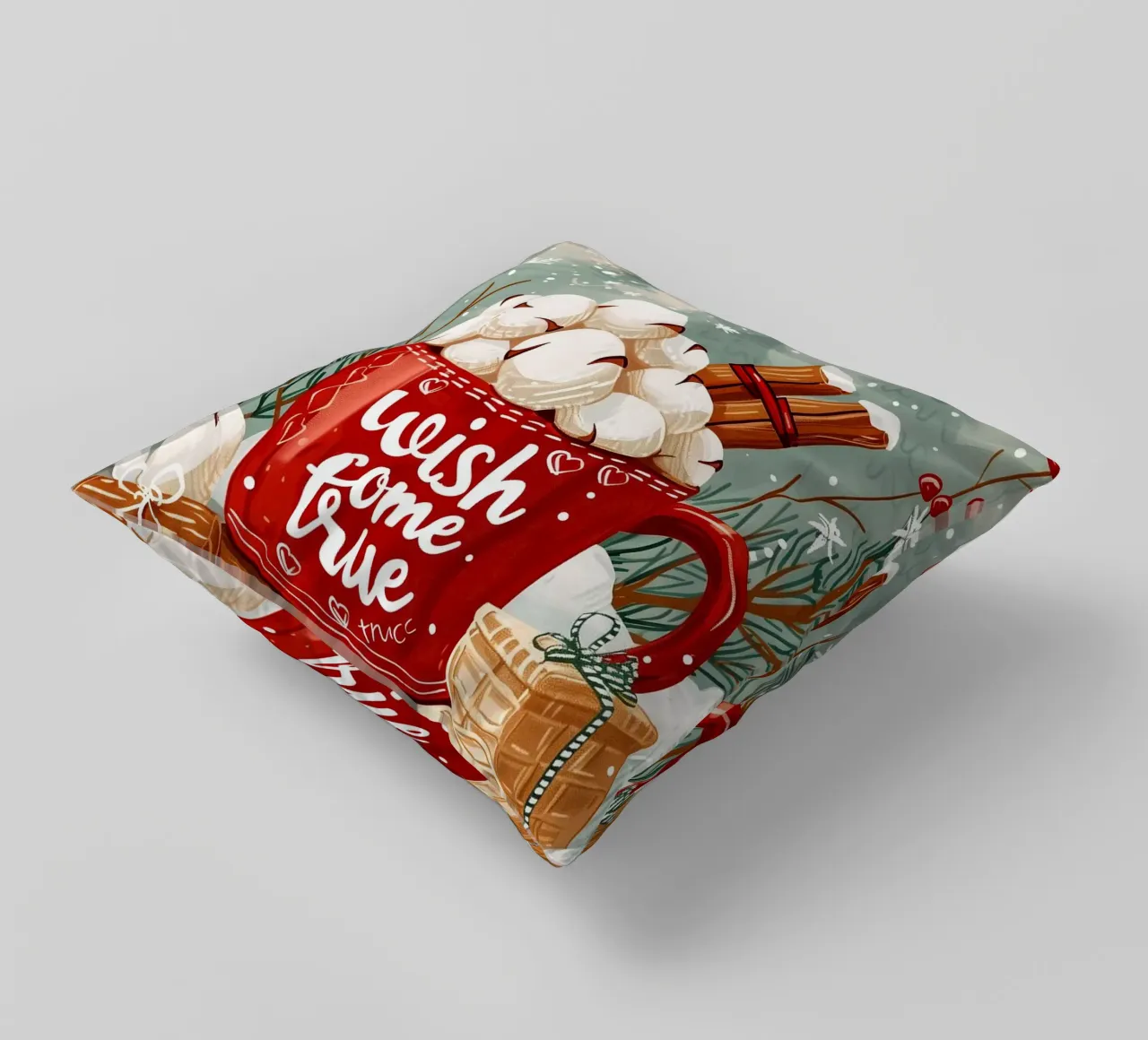 Tazza per cioccolata calda di Natale cuscino da Nina Wolf