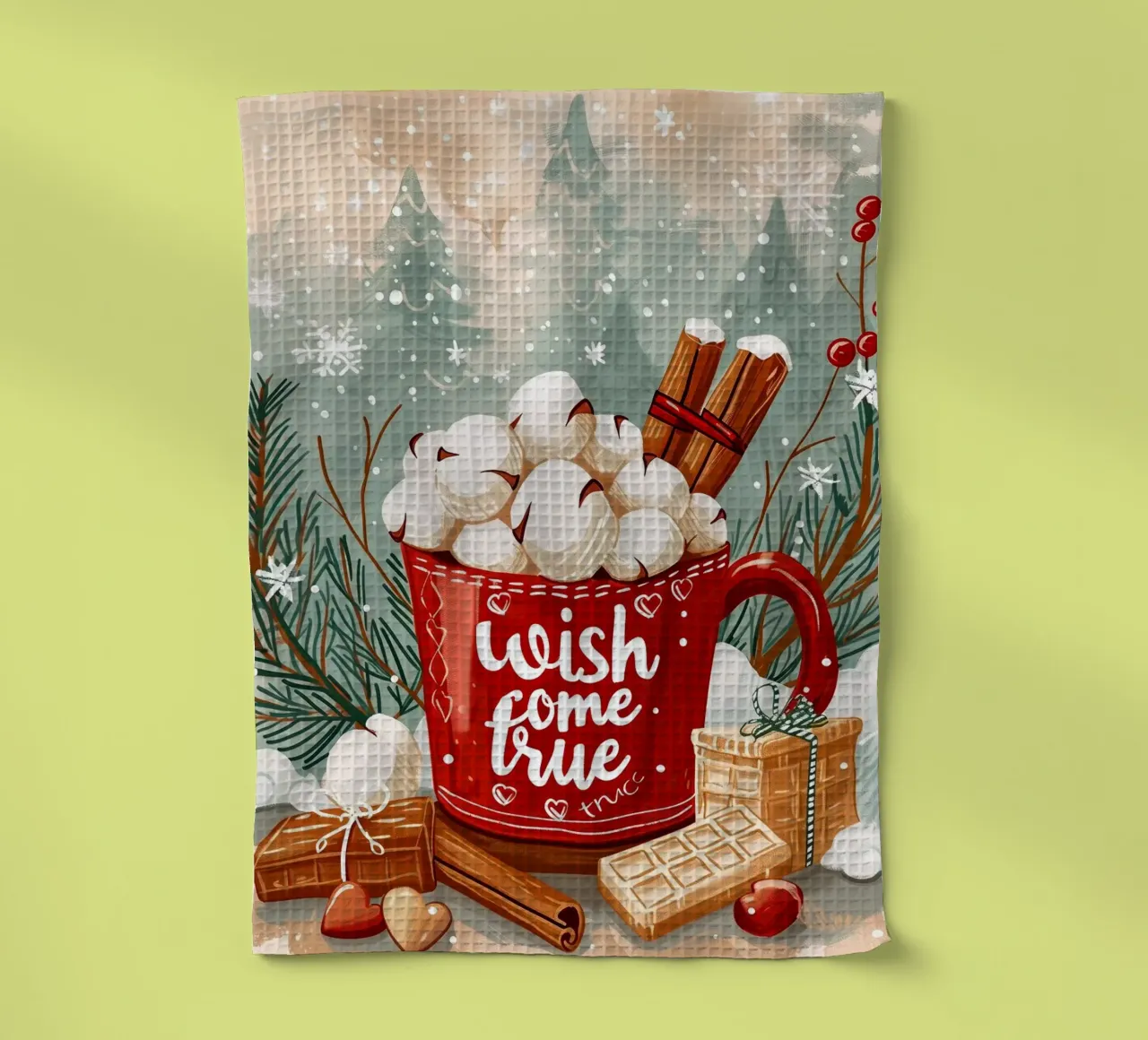 Tazza per cioccolata calda di Natale canovaccio da cucina da Nina Wolf