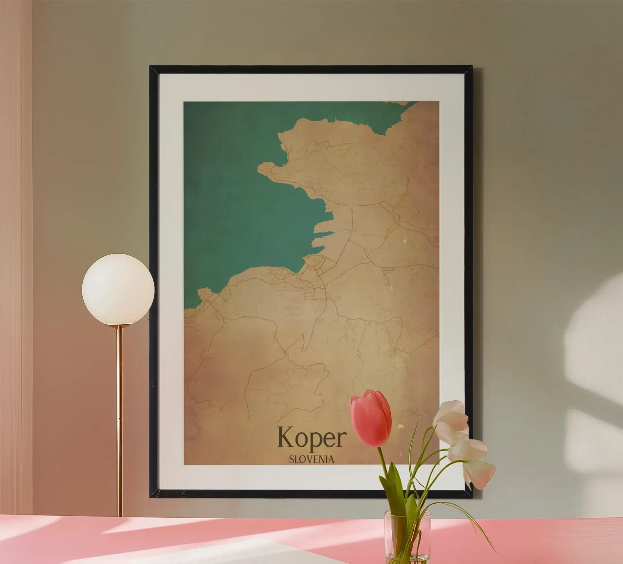 Koper SLOVENIA poster con telaio in legno da WorldPrint