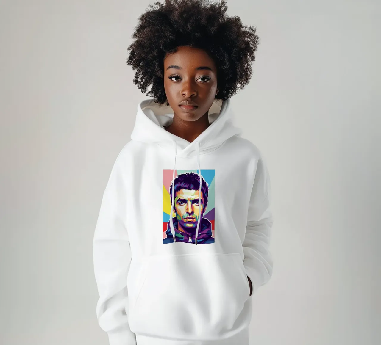 Ritratto pop art di Liam Gallagher felpa con cappuccio da Hantamrata