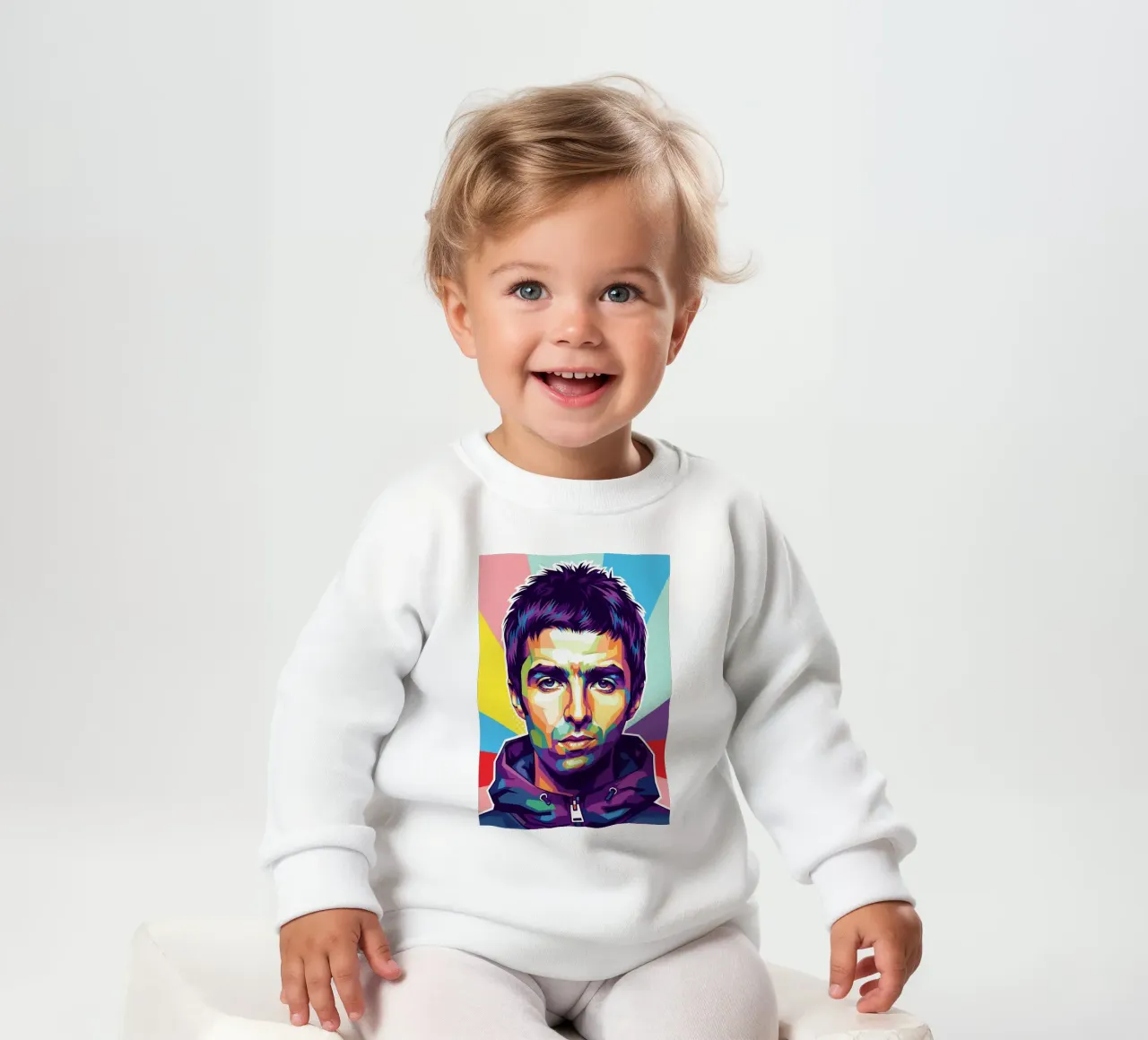 Ritratto pop art di Liam Gallagher felpa neonato da Hantamrata