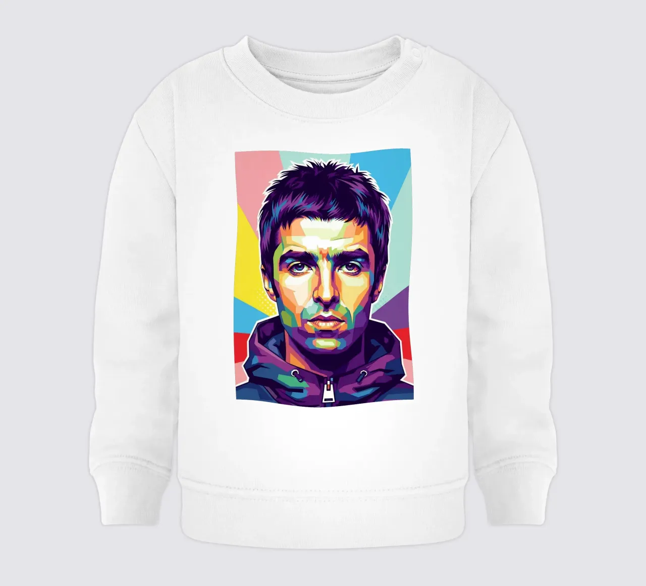Ritratto pop art di Liam Gallagher felpa neonato da Hantamrata
