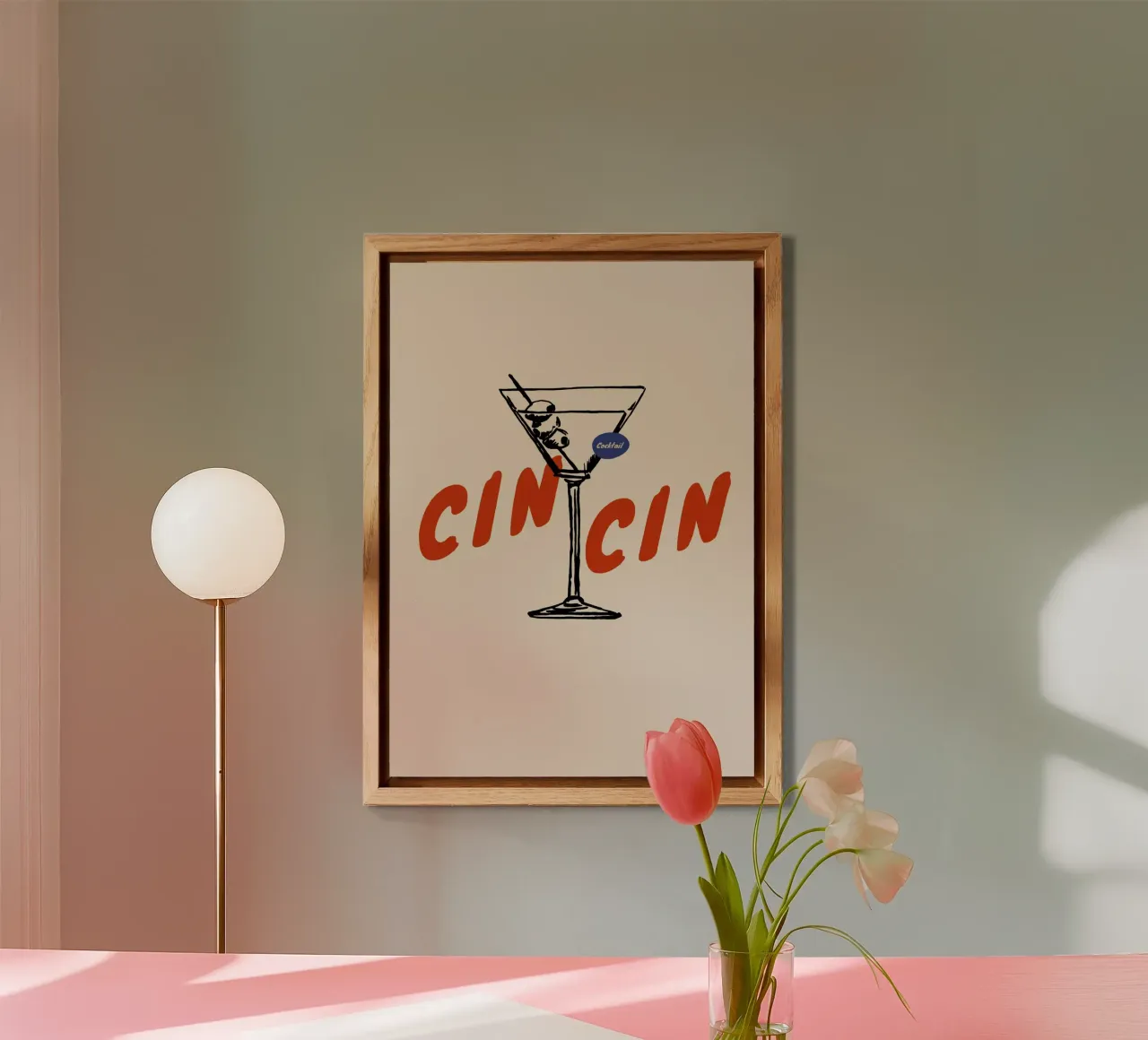 Boho Food 9 Cin Cin Cocktail alu-dibond by Boho Print Collection