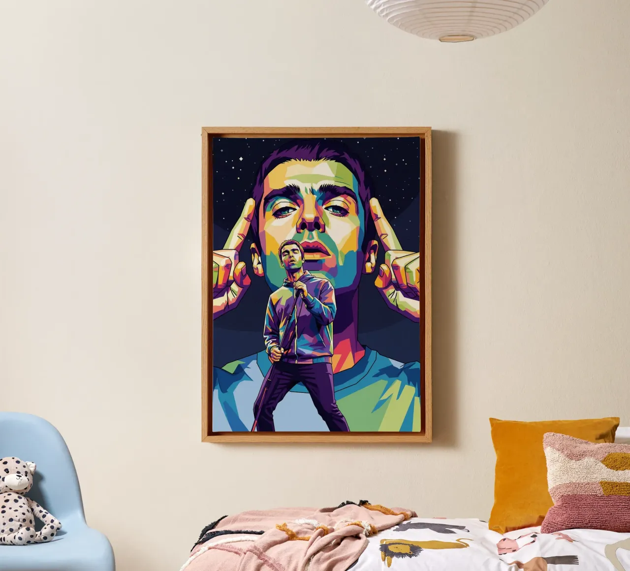 Al estilo de Liam Gallagher lienzo con Marco flotante de Hantamrata