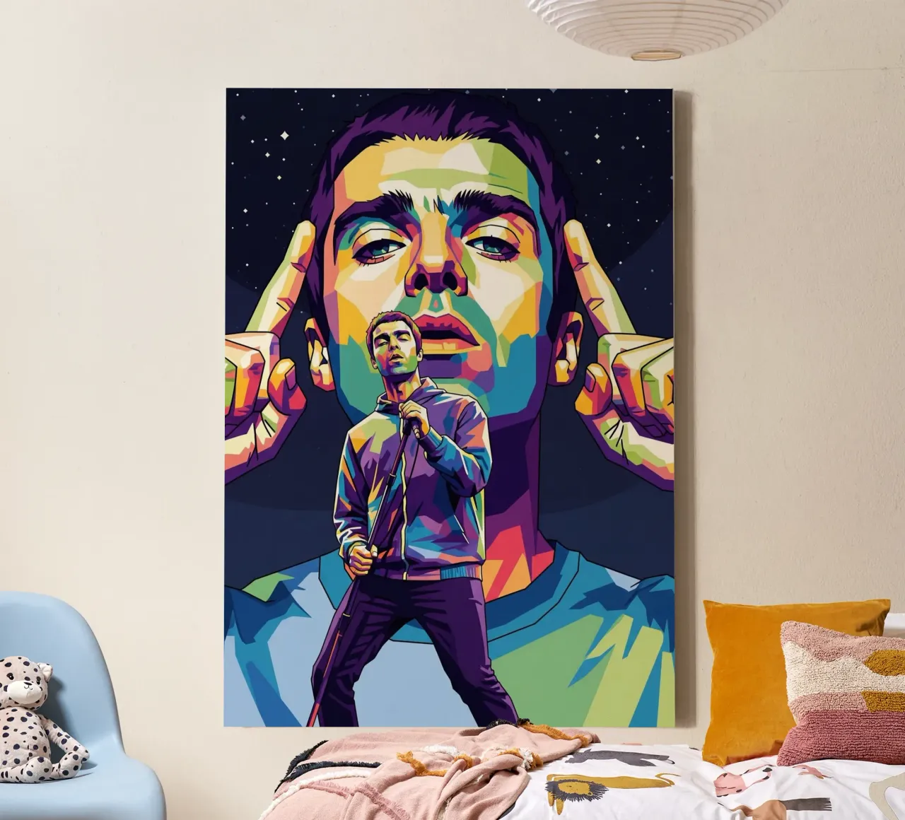 Al estilo de Liam Gallagher lienzo con Marco flotante de Hantamrata