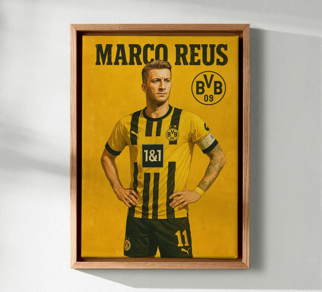 Marco Reus Leinwand mit Schattenfugenrahmen von Cyberpunk Canvas
