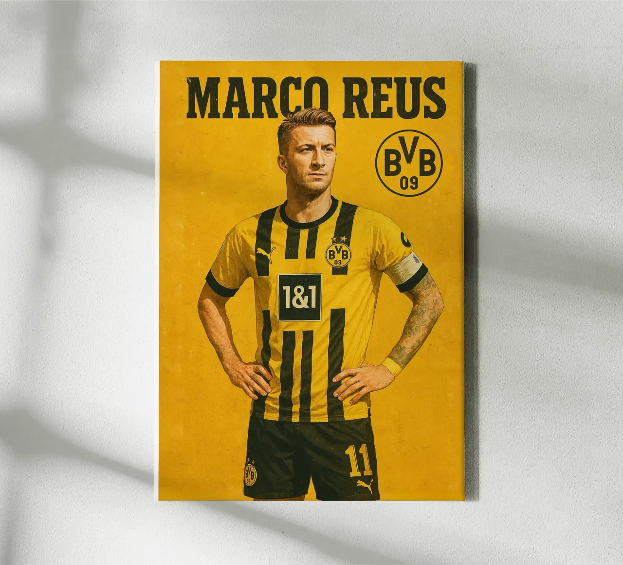 Marco Reus Leinwand mit Schattenfugenrahmen von Cyberpunk Canvas