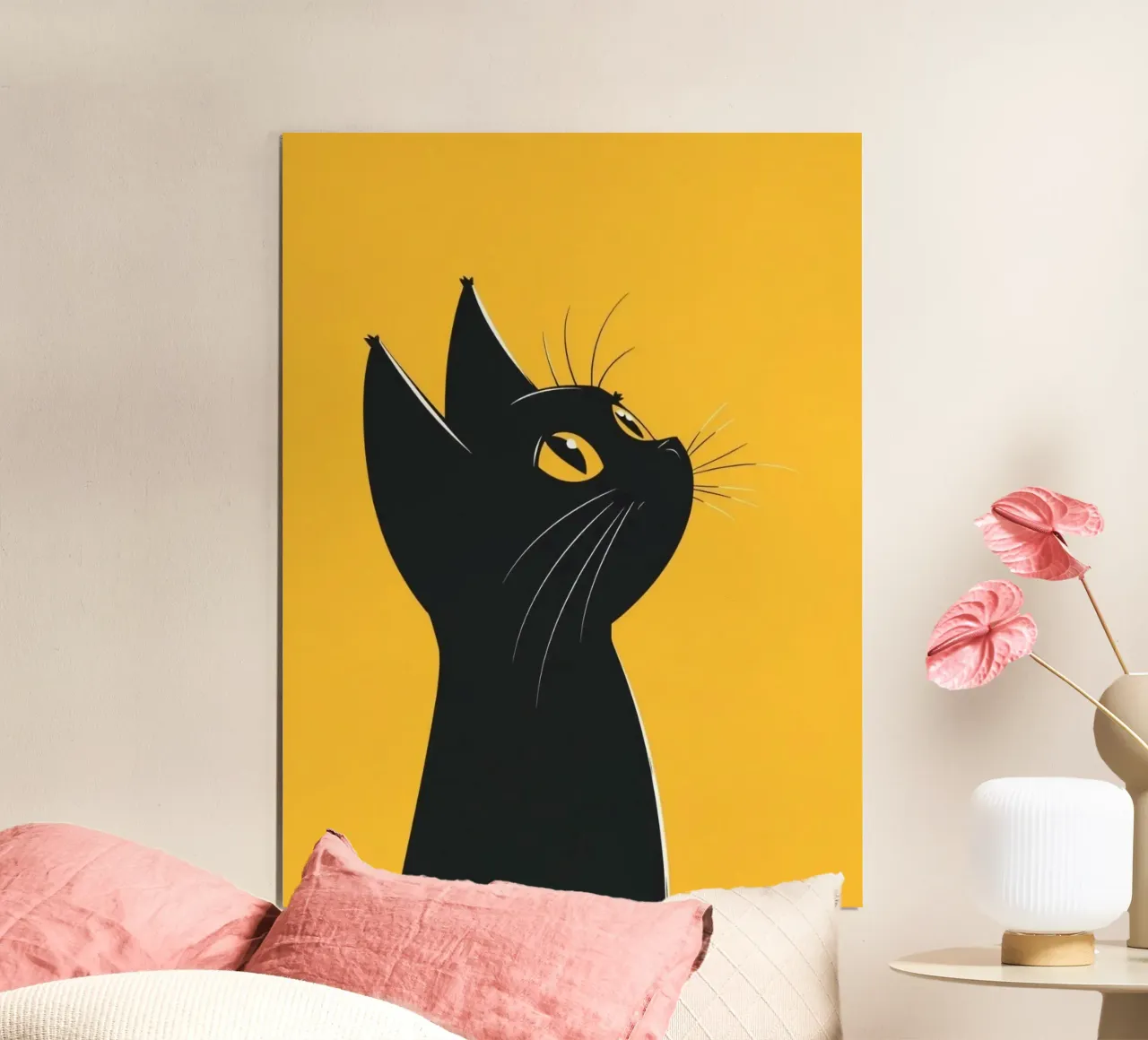 black cat in yellow background poster de Josum