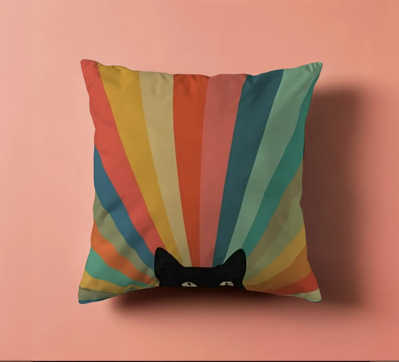 black cat in colorful shade cuscino da comura