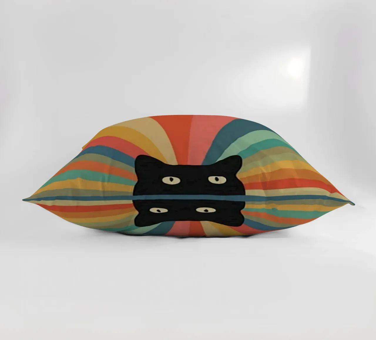 black cat in colorful shade cuscino da comura