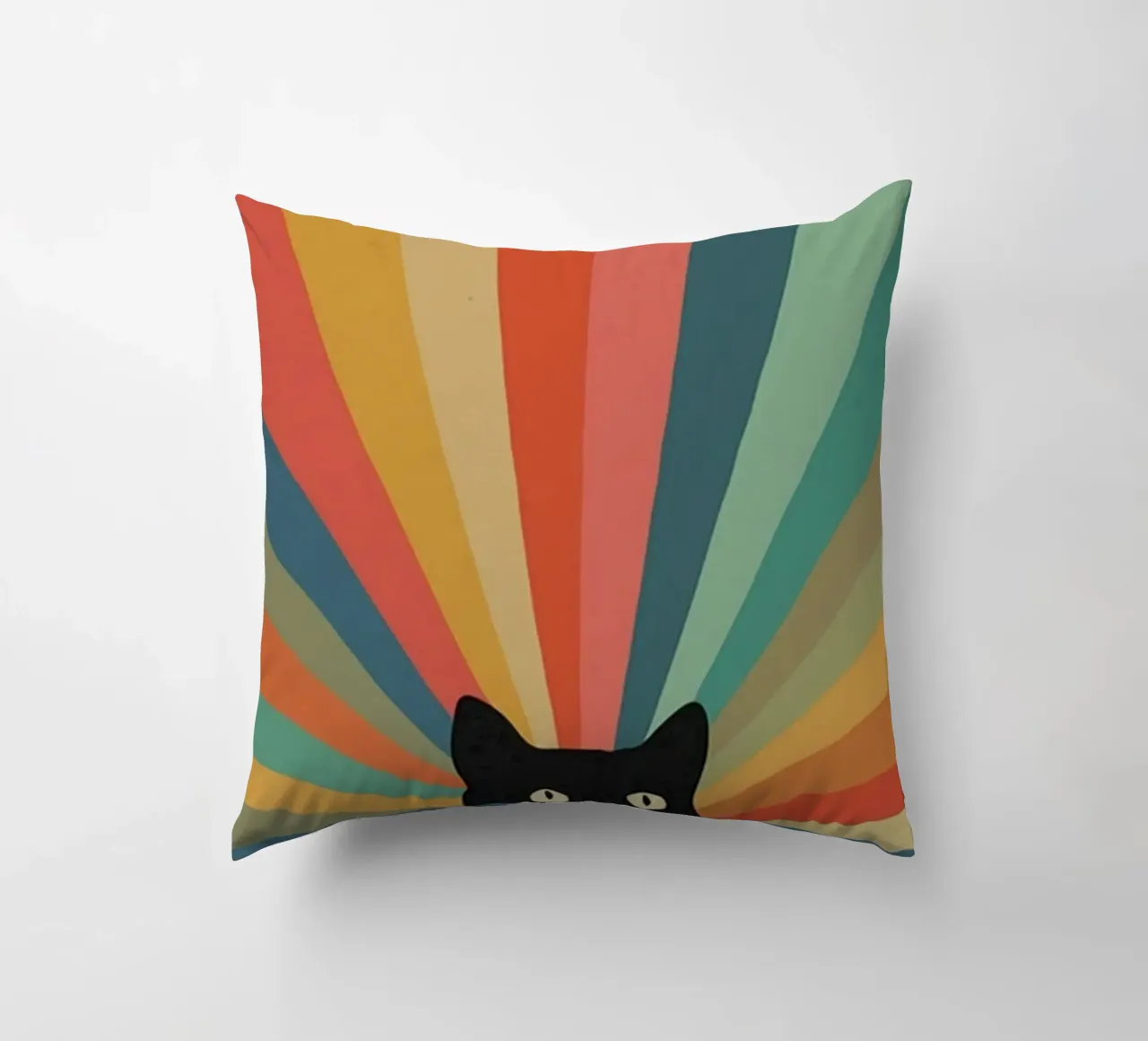 black cat in colorful shade cuscino da comura