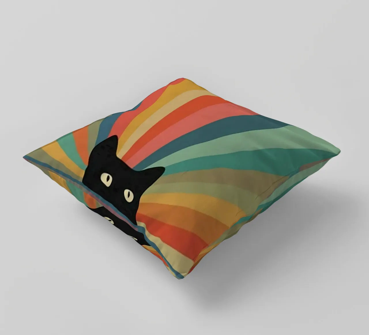 black cat in colorful shade cuscino da comura