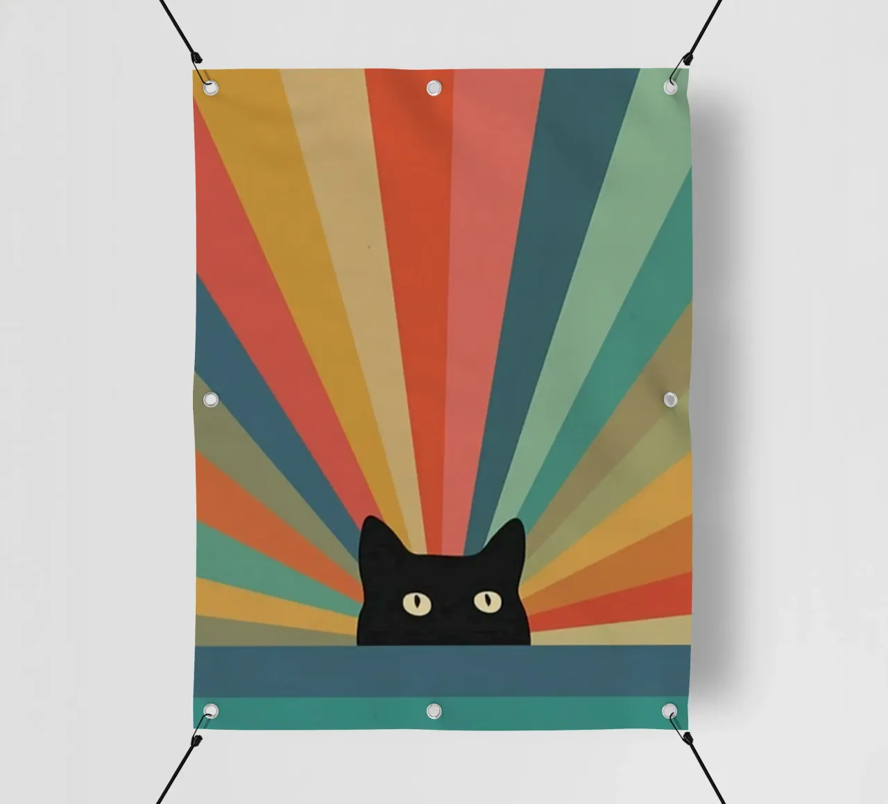 black cat in colorful shade telo in pvc da comura