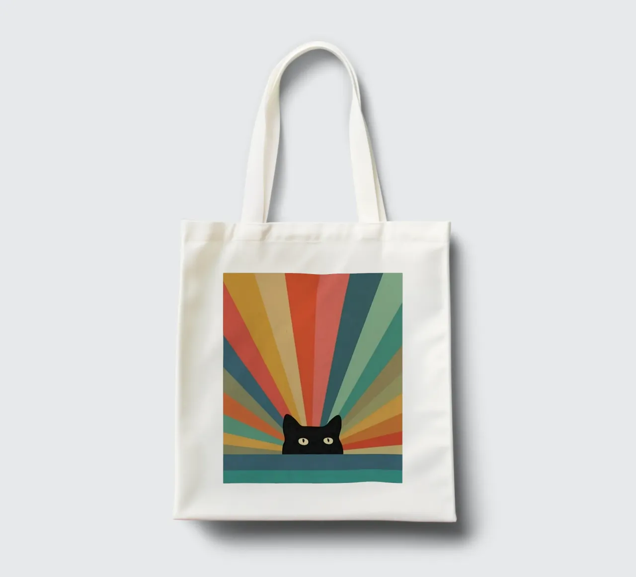 black cat in colorful shade borsa in juta da comura
