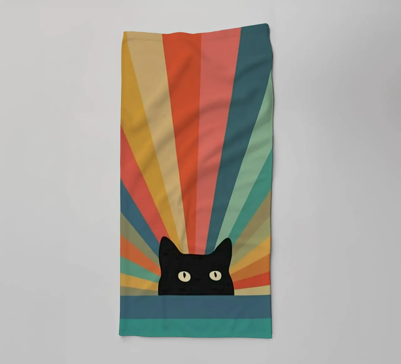 black cat in colorful shade asciugamano da bagno da comura