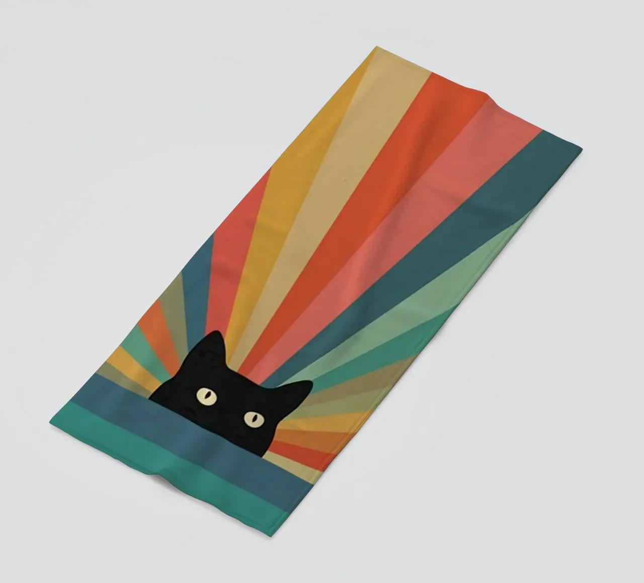black cat in colorful shade telo mare da comura