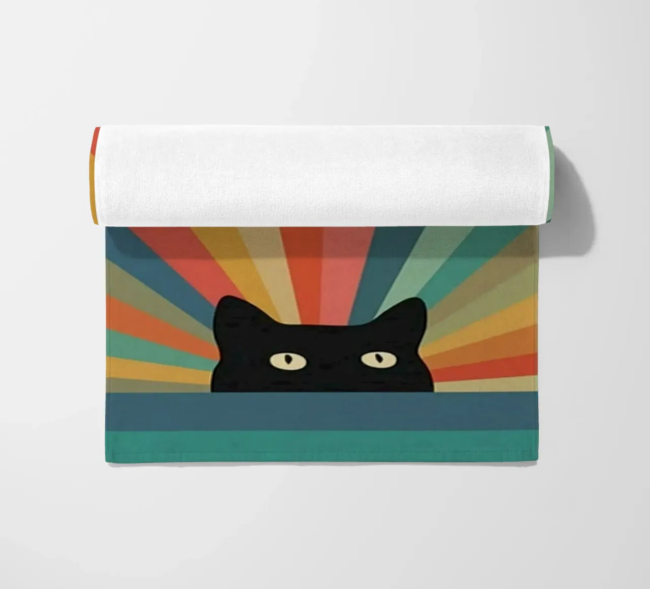 black cat in colorful shade telo mare da comura