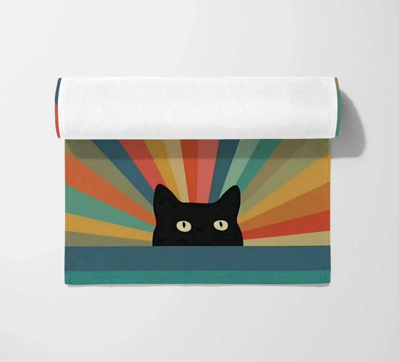 black cat in colorful shade telo mare da comura