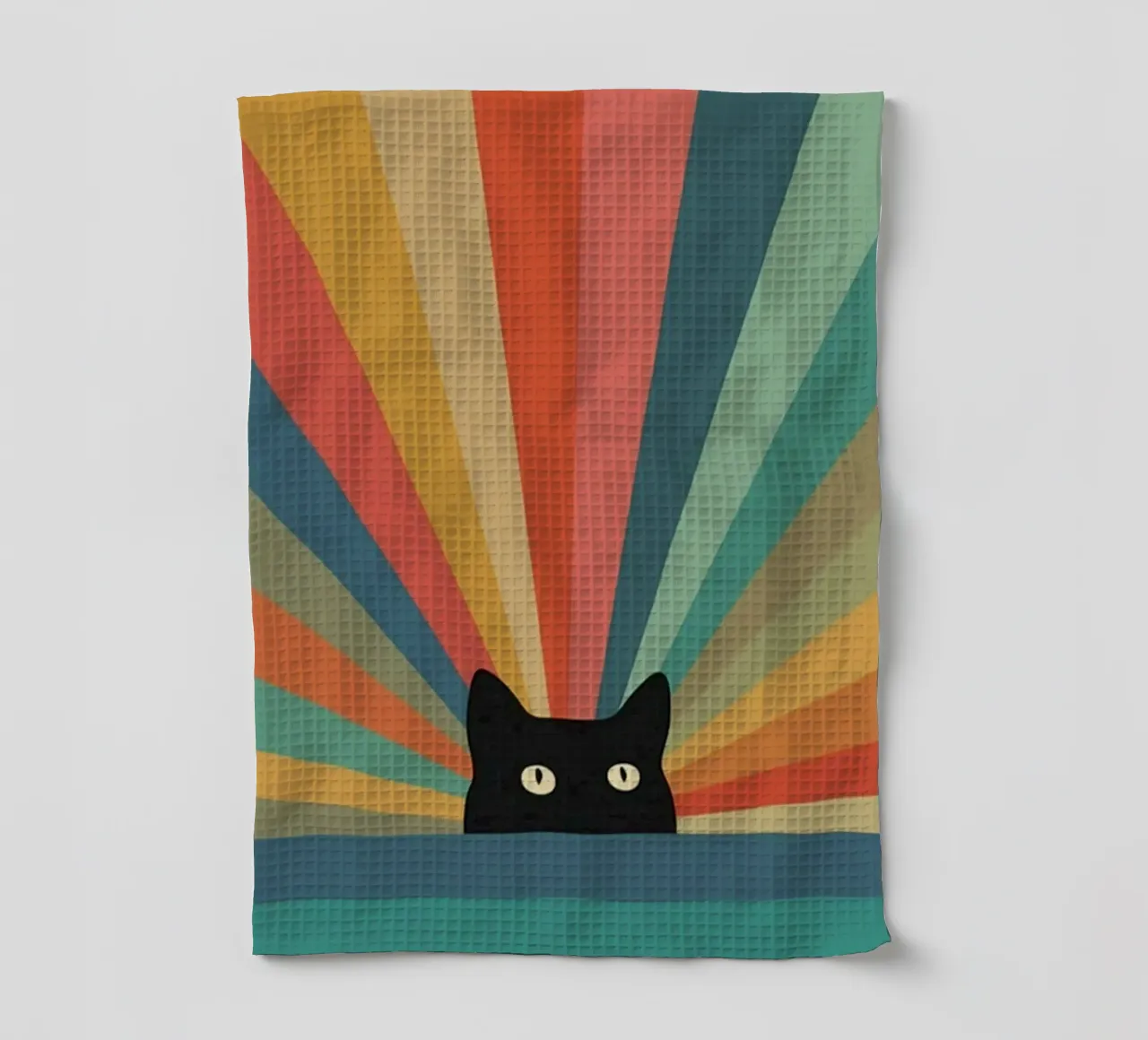 black cat in colorful shade canovaccio da cucina da comura