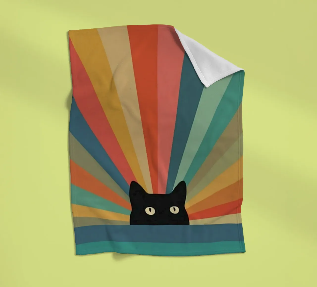 black cat in colorful shade coperta in pile da comura