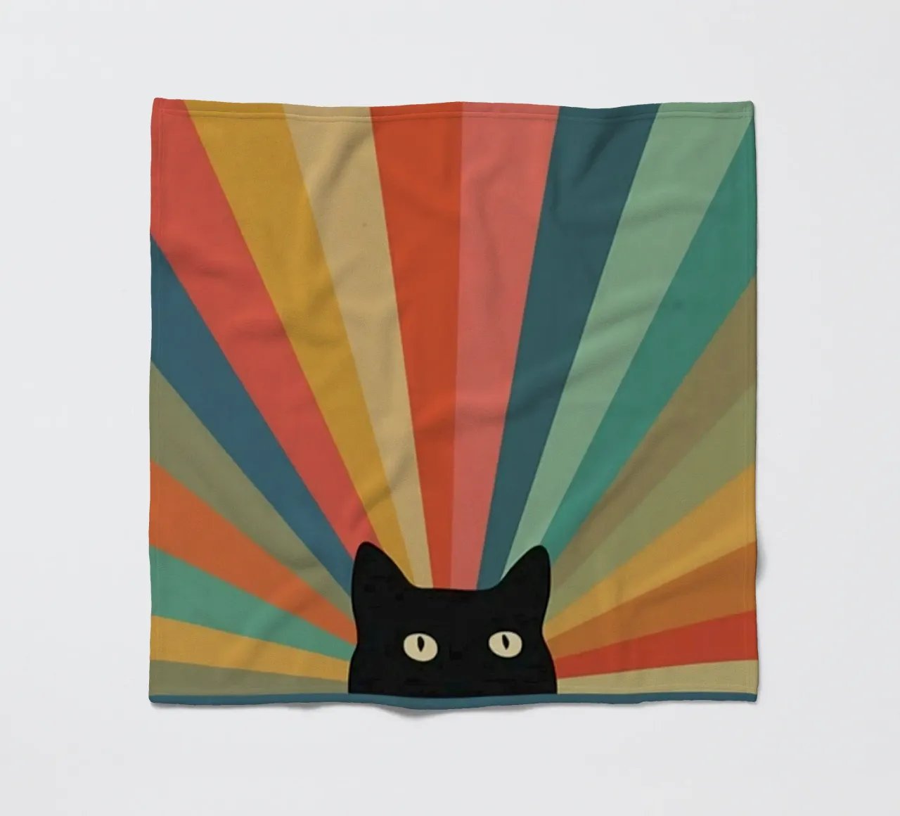 black cat in colorful shade coperta in pile da comura