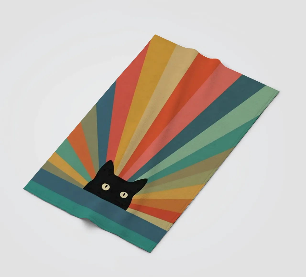 black cat in colorful shade coperta in pile da comura